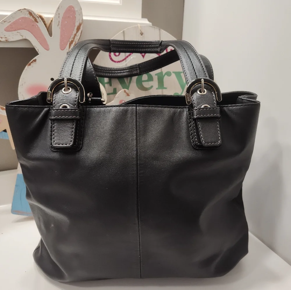 🖤 Vintage EUC Coach Soho Leather North South Smooth Leather Tote Bag, Black - Picture 4 of 16